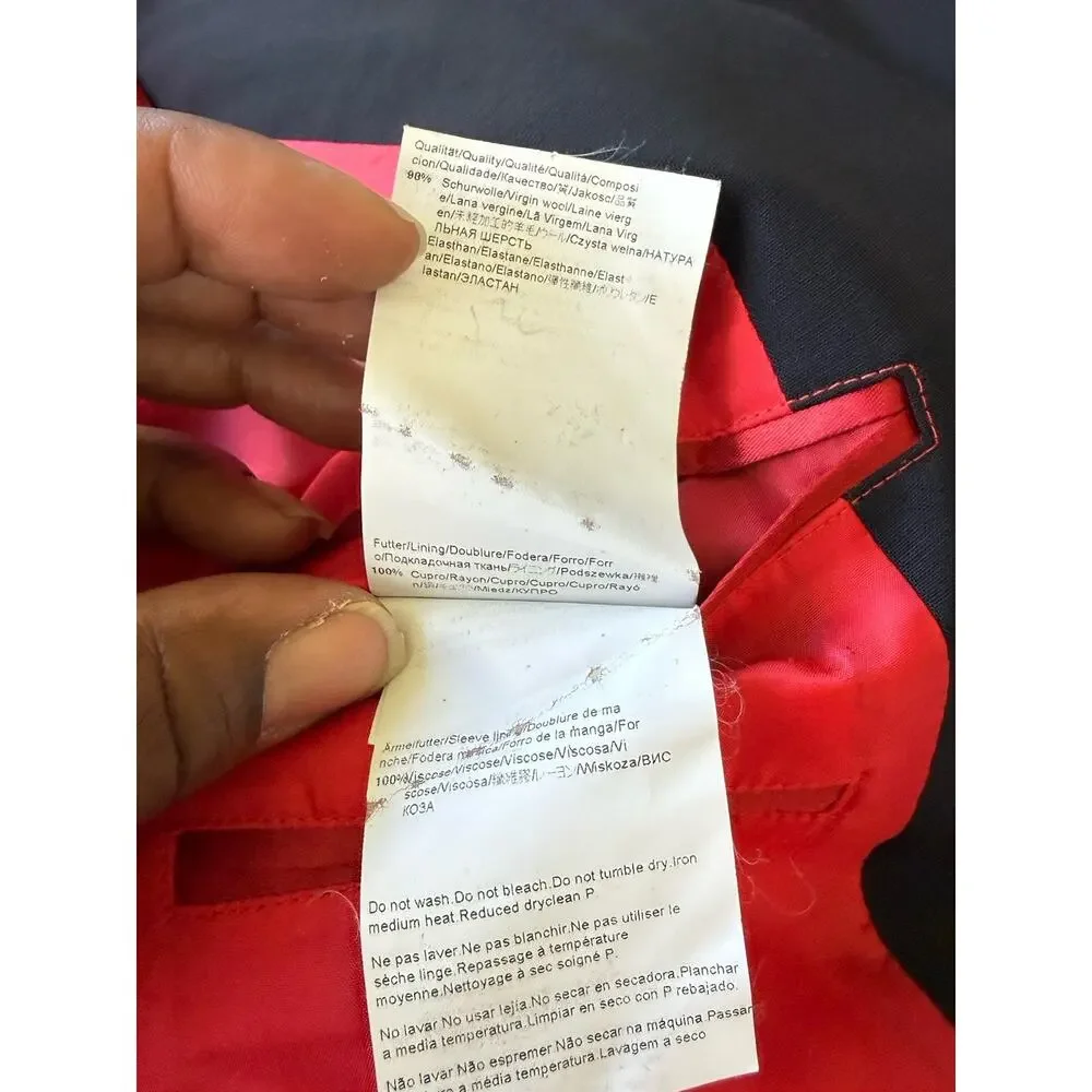 Hugo Boss 3 Button 2 Peice Wool Suit 46R Pants 38x34 Black